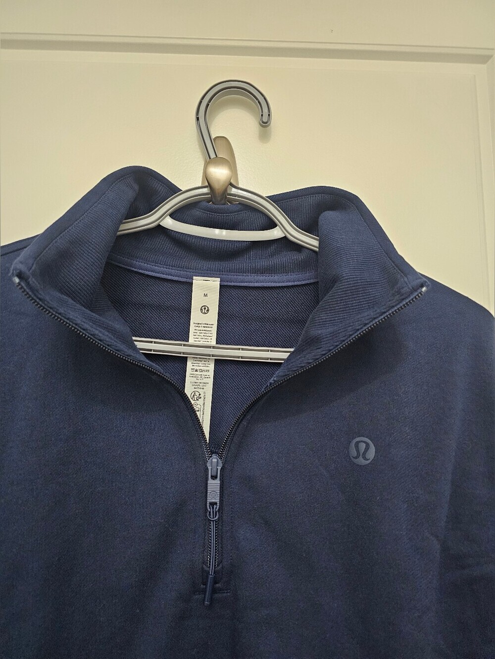 lululemon Terry Tennis  Navy Half-Zip Cropped Cowl Sweater, Size M - Picture 8 of 16